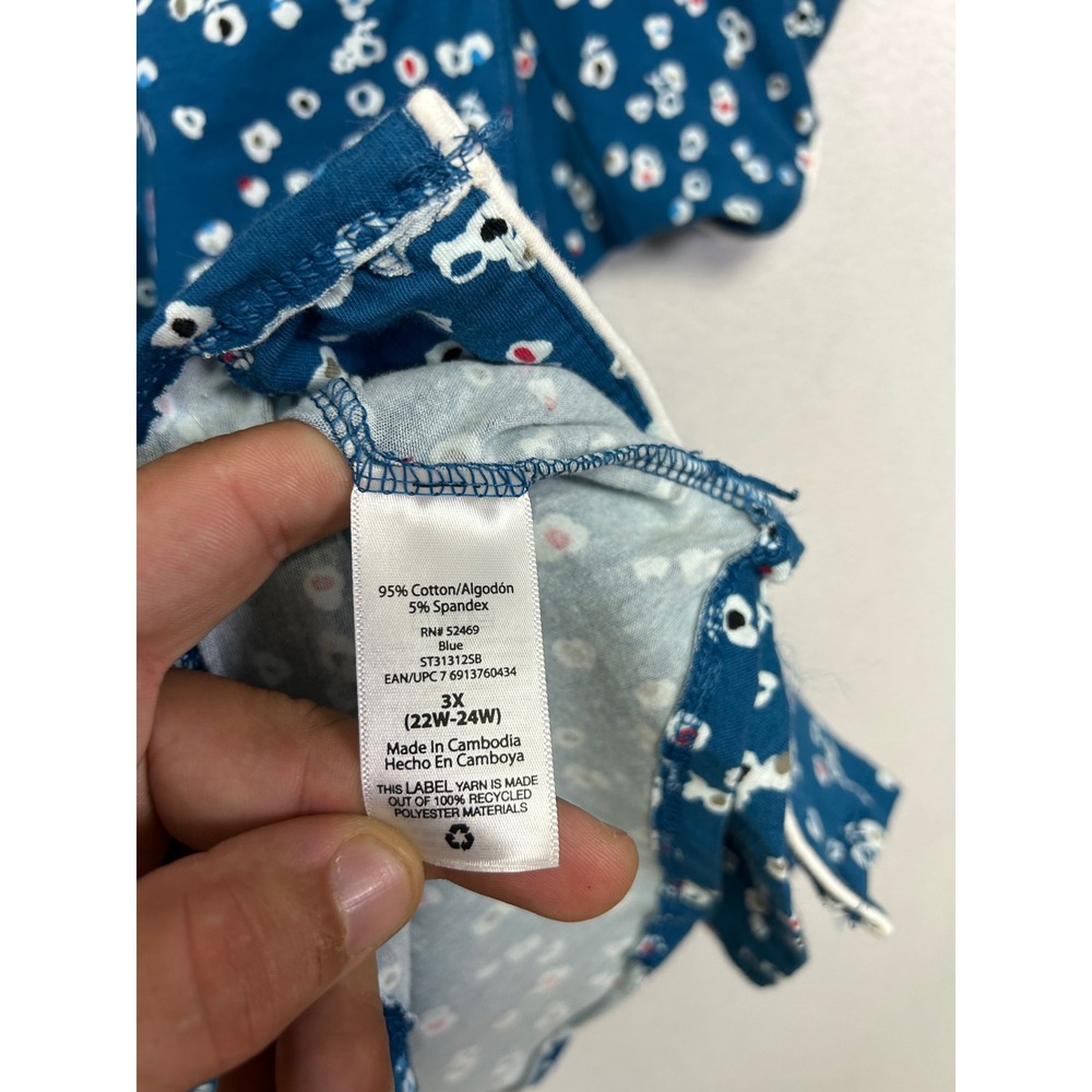 Floral Coziness Secret Treasures Womens 3X Blue Capri Pajama Set - Picture 5 of 13